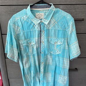 BKE Blue Casual Button Down Shirt Nautical Print